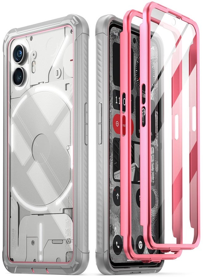 Poetic Guardian Case Compatible with Nothing Phone 2 6.7 Inch [20 FT Mil-Grade Drop Tested], Full-Body Hybrid Shockproof Bumper Cover Case with Built-in Screen Protector, Pink/Clear - Image 1